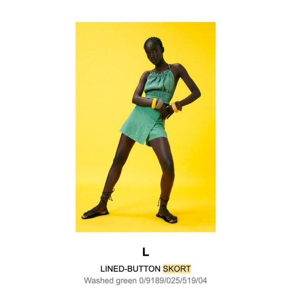 Zara Linen Lined-Button Skort in Washed Green - Picture 7 of 12